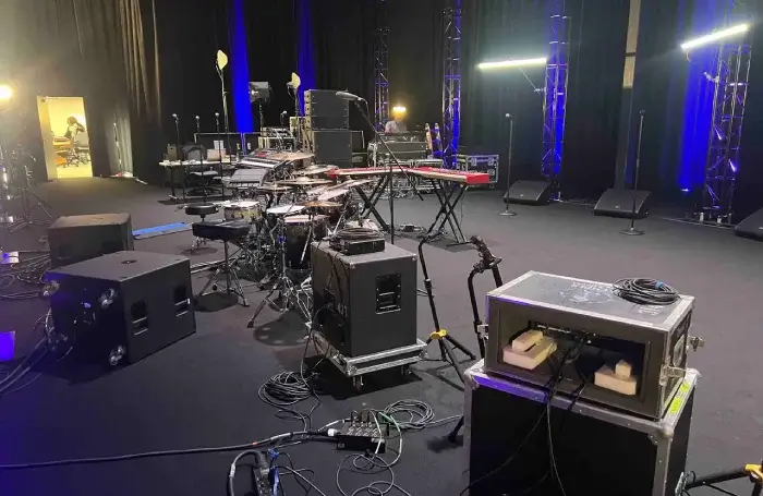 audio preparing for a show equipment