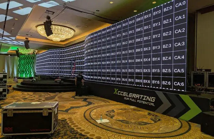 video LED all against a wall stretching
